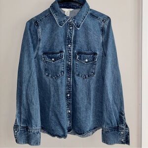 Collared Loose Denim Top